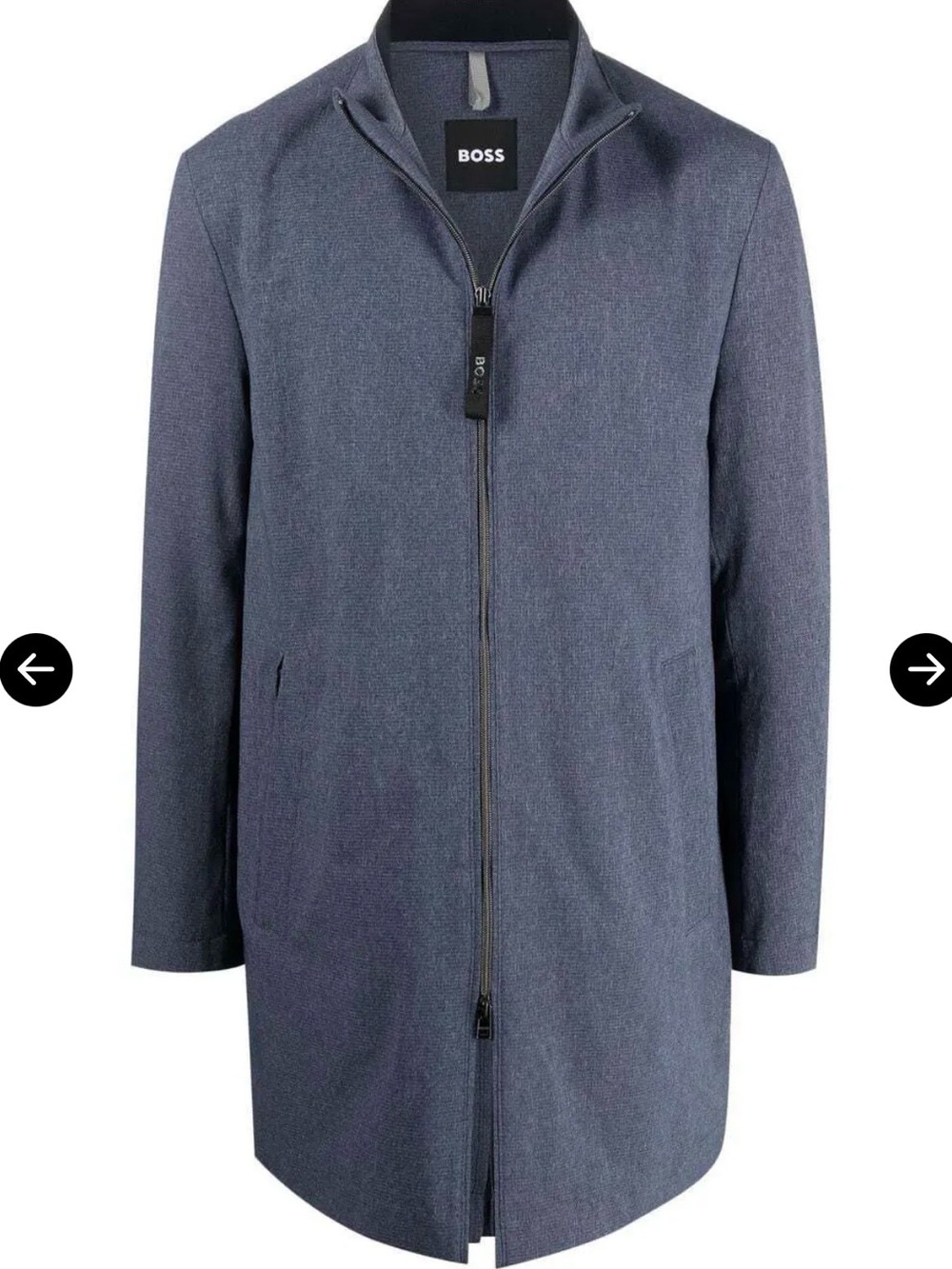 BOSS Men's Navy Zip-Front Trench Coat and pants